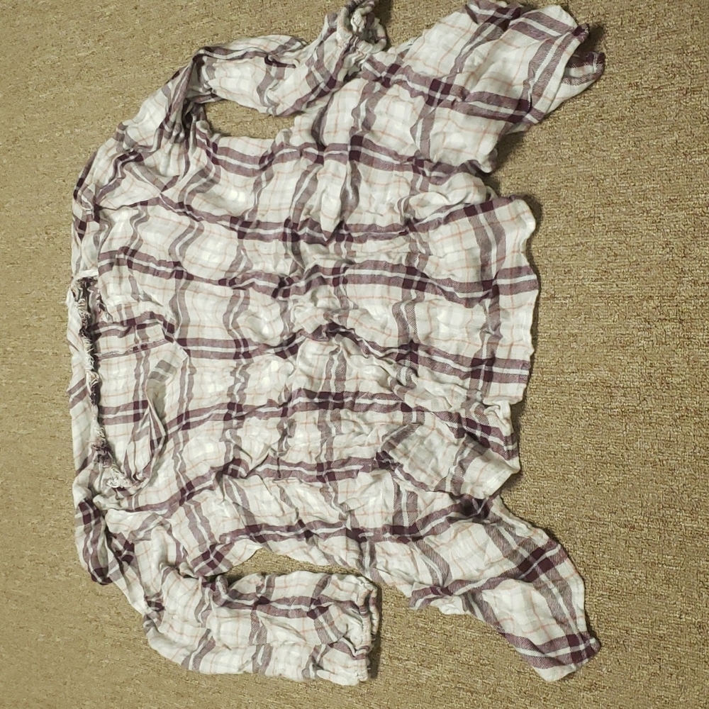 Maroon and Grey Plaid Shirt